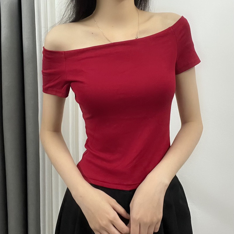 Áo trễ vai cộc tay body cotton co giãn A55 Justdun Shees clothing M320 | BigBuy360 - bigbuy360.vn