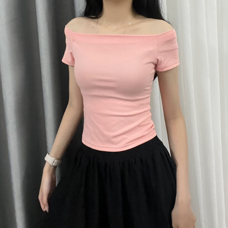 Áo trễ vai cộc tay body cotton co giãn A55 Justdun Shees clothing M320 | BigBuy360 - bigbuy360.vn