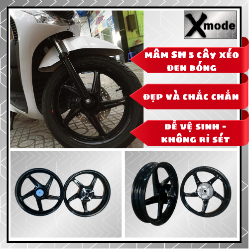 Mâm SH 5 cây xéo bánh mâm đen bóng Xmode sang trọng, đẹp.