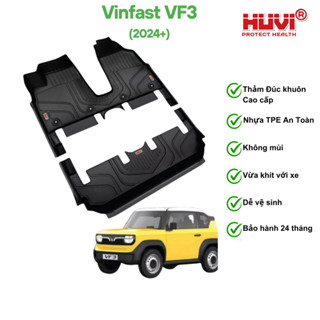   TẶNG LÓT CỐP  Thảm lót sàn ô tô Vinfast VF3 2024+ Thảm Huvi Đúc khuôn nhựa TPE cao cấp An Toàn không mùi dễ vệ sinh 