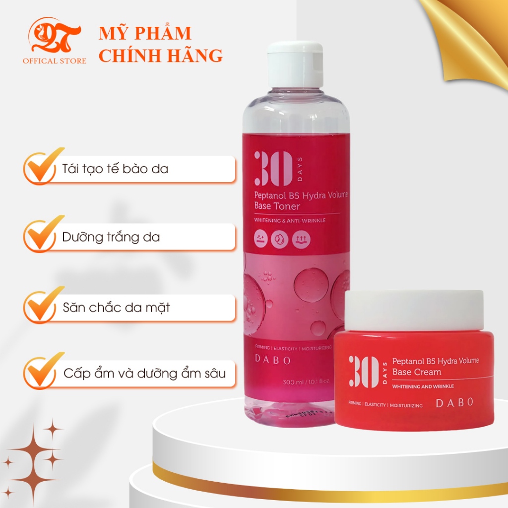 Combo chăm sóc da B5 dưỡng trắng, chống nhăn, nâng cơ, dưỡng ẩm - DABO Peptanol B5 Hydra Volume Base