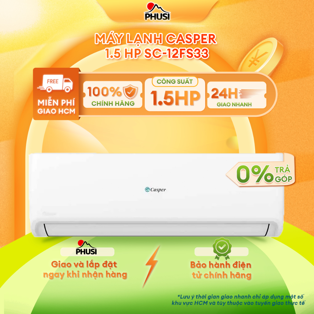SC-12FS33 [HỖ TRỢ GIAO LẮP HCM] Máy lạnh Casper 1.5 HP SC-12FS33