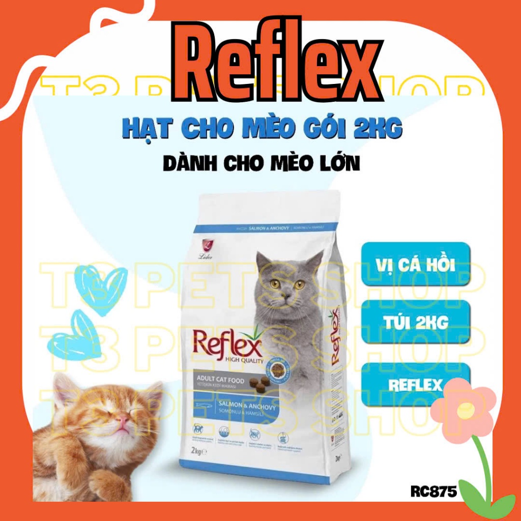 thức ăn hạt Reflex mèo lớn vị cá hồi & cá cơm 2kg