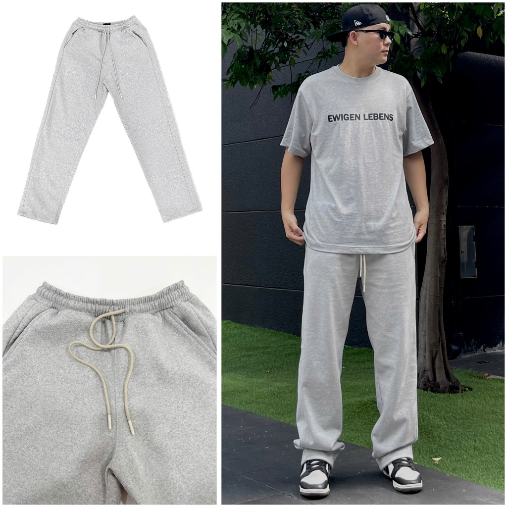 Quần dài nam nữ vải nỉ thun chân cua dày dặn SWEATPANTS EWIGEN màu XÁM TIÊU , form suông rộng thể th