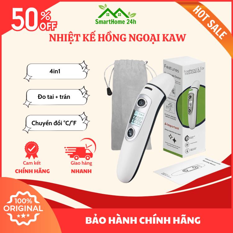 Nhiệt kế điện tử hồng ngoại KAW/SEKA 4in1 độ chính xác cao đo trán,đo tai không tiếp xúc,đo nhiệt độ vật thể