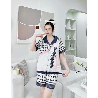 Đồ bộ Pijama quần đùi vải lụa Mango, lụa xước, Latin cao cấp [40-58KG]