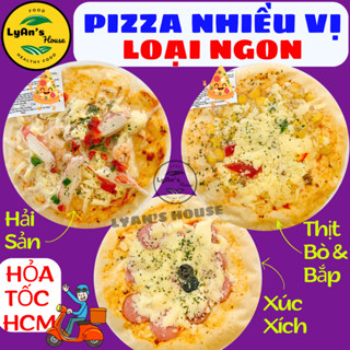 [Hỏa Tốc HCM] BÁNH PIZZA NHIỀU VỊ hải sản xúc xích bò bằmbắp phô mai bào kéo sợi mozzarella đông lạnh món ăn sáng ăn vặt
