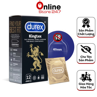 Bao Cao Su Durex Kingtex Ôm Sát, Size 49mm Vừa Vặn, Bcs Siêu Mỏng, Nhiều Gel Bôi Trơn (Hộp 12C)