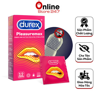 Bao Cao Durex Pleasuremax Gân Gai, Bcs Size Lớn 56mm, Siêu Mỏng, Nhiều Gel Bôi Trơn (Hộp 12C)