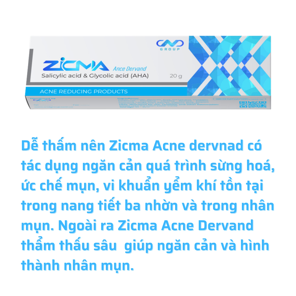 Kem Giảm Mụn Mờ Thâm Zicma Acne Sẹo, Dễ Thẩm Thấu Da, Giúp Cải Thiện Da Căng Bóng Mịn Màng,  Dưỡng Sáng Da