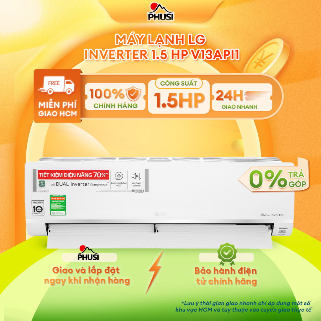 V13API1 Máy lạnh LG Inverter 1.5 HP V13API1 [HỖ TRỢ GIAO LẮP HCM]