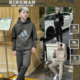 Bộ Hoodie Nỉ Adi.da Dày Dặn In Nổi Trước Ngực Đơn Giản- Bộ Hoodie Nam Nữ Chất Nỉ Bông Form Mũ Rộng