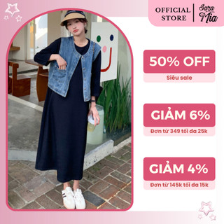 Áo khoác gile jean Saramia nữ croptop khoác bò denim dáng ngắn màu xanh hàn quốc Q4