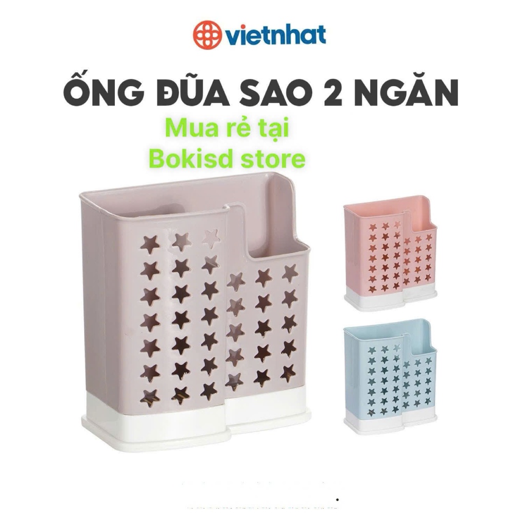 Ống đựng đũa, thìa hình sao Việt Nhật (2772) giỏ đựng đũa, thìa, muỗng 2 ngăn để bàn có lỗ để treo