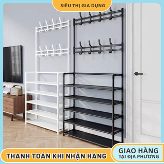  Kệ Để Giày Dép Đa Tầng Tích Hợp Móc Treo Quần Áo Mũ Túi Tiện Lợi Không Gian Lưu Trữ Lớn 
