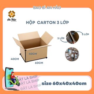 Thùng 60x40x40cm thùng 2 mặt nâu cải tiến cứng hơn, thùng hộp carton chuyển nhà,đóng hàng cỡ lớn