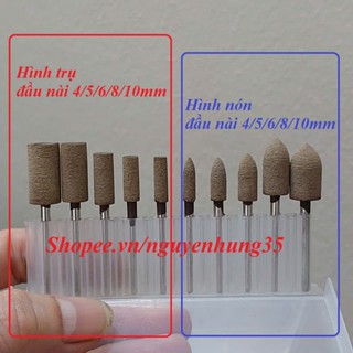 Đầu đá mài đánh bóng mịn cán 3mm - mũi đánh bóng mầu xám - đá mài mịn - đầu mài da bò