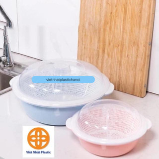  Rổ nắp bầu dục Việt Nhật,bộ rổ nhựa kèm chậu có nắp đậy rửa rau hoa quả hàng cao cấp  MS 3278-3279  