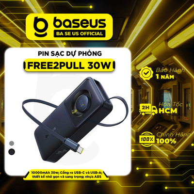 Sạc dự phòng Baseus Free2Pull sạc nhanh 10000mAh 30w chính hãng