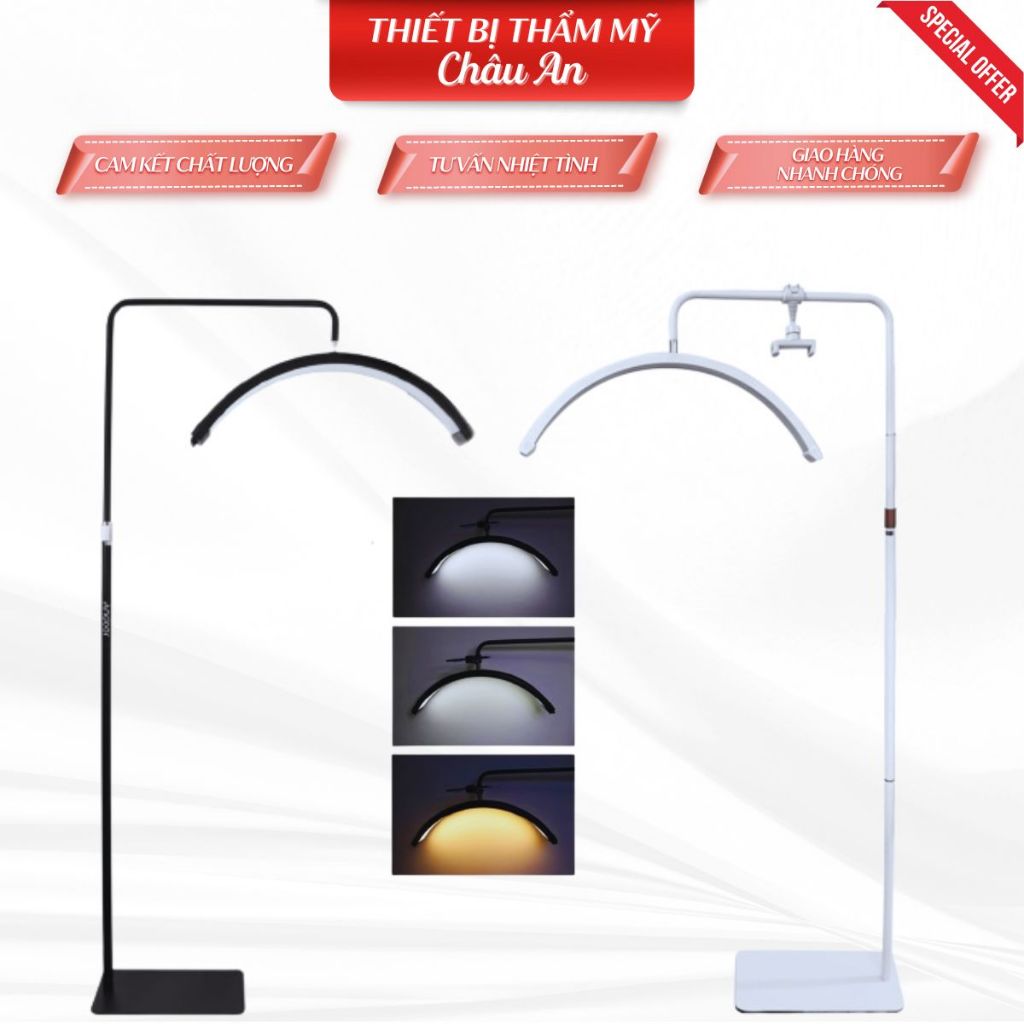 Đèn Led Spa Bán Nguyệt Thiết Kế 3 Màu Ánh Sáng Sử Dụng Cho Spa Makeup Phun Xăm, Trang Điểm Nối Mi