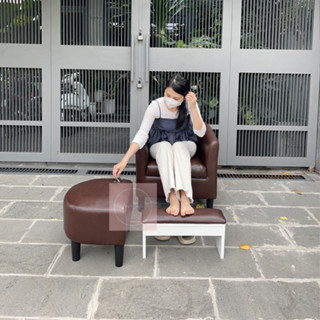 Bộ Sofa Ghế Đơn Cho Tiệm Nail (Nails) Chất Giả Da Màu Nâu Socola Sang Trọng Ngang 65cm Nhỏ Xinh Giao Hàng Toàn Quốc