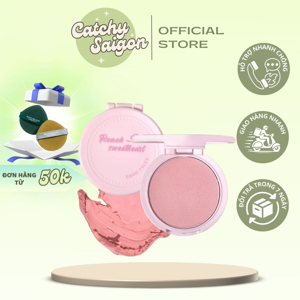 [GOGO TALES] Má Hồng Dạng Kem Nén GOGO TALES Kèm Mút Tiện Lợi Pengpeng Sweetheart (GT660)