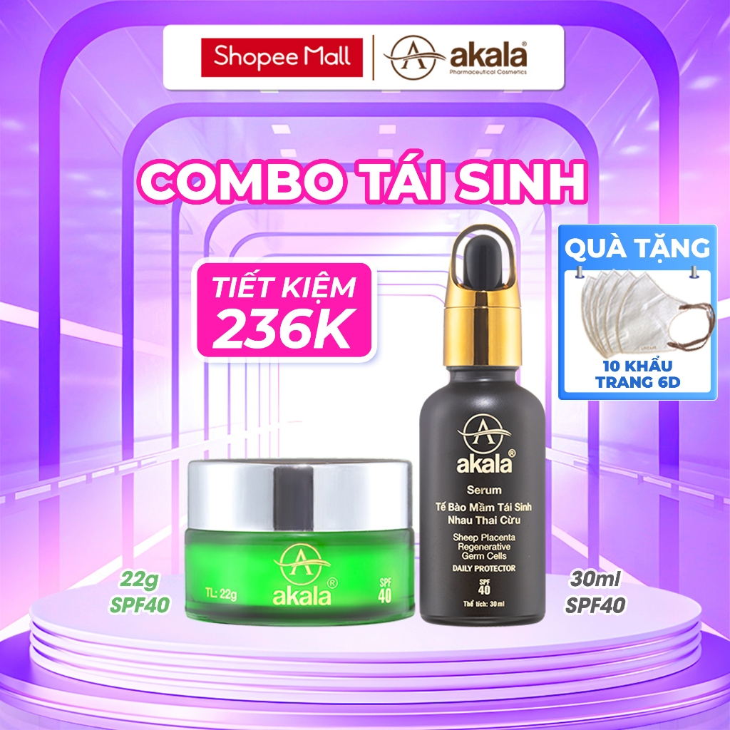 COMBO TÁI SINH kem Sạch mụn - Mờ Thâm - Liền Sẹo, Serum Giảm Nám - Căng Da - Nâng Cơ Mặt ( Tế Bào Mầm Tái Sinh Nhau T