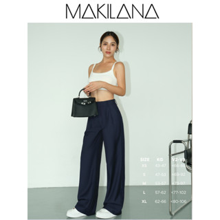 QT2408 Quần suông ống rộng cạp trễ ngang rốn MAKILANA xu hướng quần tây nữ công sở 2024 chất liệu vải nhập khẩu cao cấp