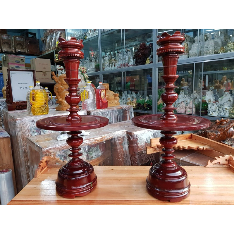 Giá Tại Kho Cặp chân đèn gỗ xà cừ cao 41 cm hàng giá rẻ