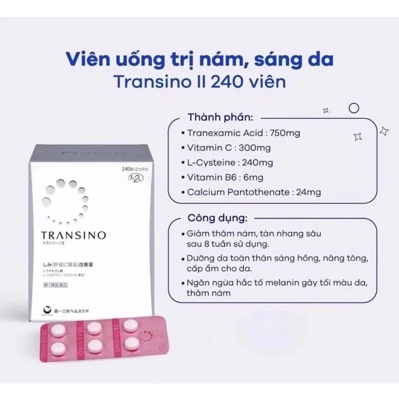 Viên Uống Mờ Nám, Tàn Nhang, Làm Trắng Da Transino Nội Địa Nhật Bản
