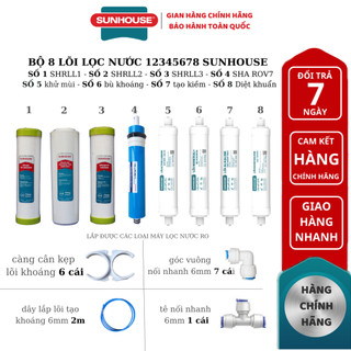  Bộ 8 lõi lọc nước 12345678 SUNHOUSE chính hãng - lắp được các loại máy lọc nước ro 