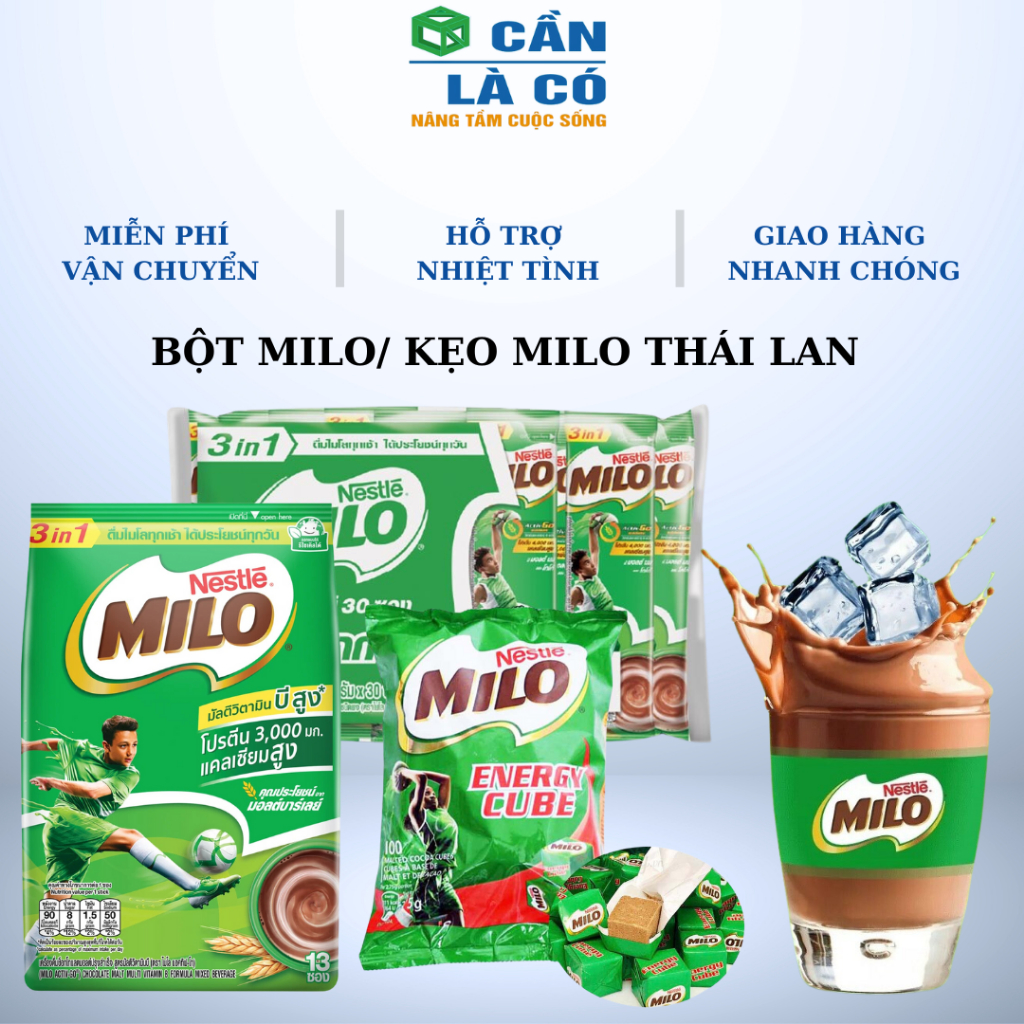 Sữa Bột Milo Hòa Tan Bổ Sung Canxi - Kẹo Milo Thái Lan Hàng Chính Hãng