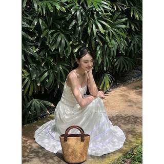 𝐎𝐫𝐚𝐥𝐢𝐞 𝐃𝐫𝐞𝐬𝐬 - Đầm Linen Maxi Chun Eo Pha Chân Ren ( ảnh chính chủ )