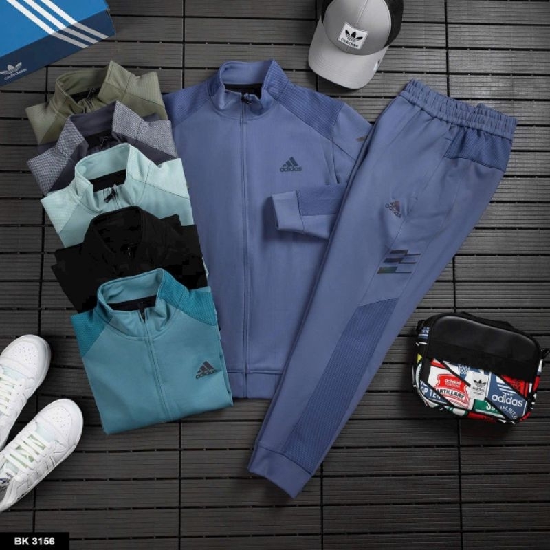Bộ thu đông Adidas 2024 Set Áo khoác + quần dài chất liệu cotton pha nỉ phong cách thể thao thu đông