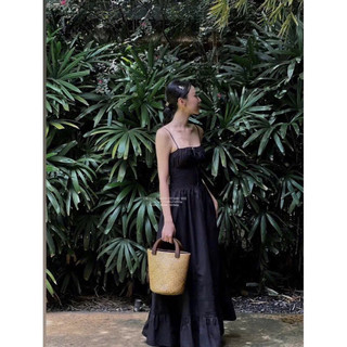 𝐎𝐫𝐚𝐥𝐢𝐞 𝐃𝐫𝐞𝐬𝐬 - Đầm Linen Maxi Chun Eo Pha Chân Ren ( ảnh chính chủ )