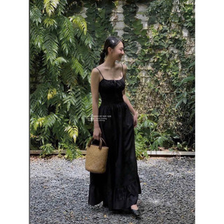 𝐎𝐫𝐚𝐥𝐢𝐞 𝐃𝐫𝐞𝐬𝐬 - Đầm Linen Maxi Chun Eo Pha Chân Ren ( ảnh chính chủ )