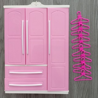 Tủ quần áo búp bê 5 ngăn size to cao 26cm ngang 18cm hàng đẹp tặng kèm 10 móc áo