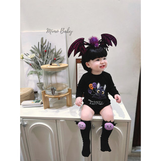 Bộ áo liền quần dài tay chất cotton mềm mại co giãn tốt phong cách Halloween đáng yêu cho bé (3-13kg) S1 Mimo Baby