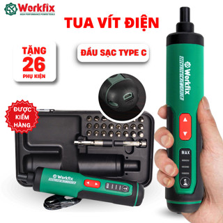 Máy Khoan Vít Cầm Tay WORKFIX Bắn Vít Pin Đa Năng Kèm 26 Phụ Kiện Kèm Sạc Và Hộp Đựng- Bảo Hành 6 Tháng