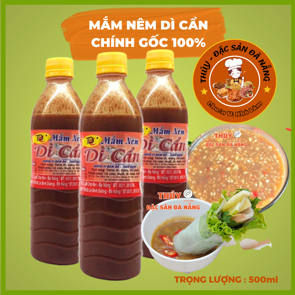 Mắm Nêm Dì Cẩn Chai 500ml Say Nhuyễn Chính Gốc Đệ Nhất Mắm Nêm Ngon Đặc Sản Đà Nẵng