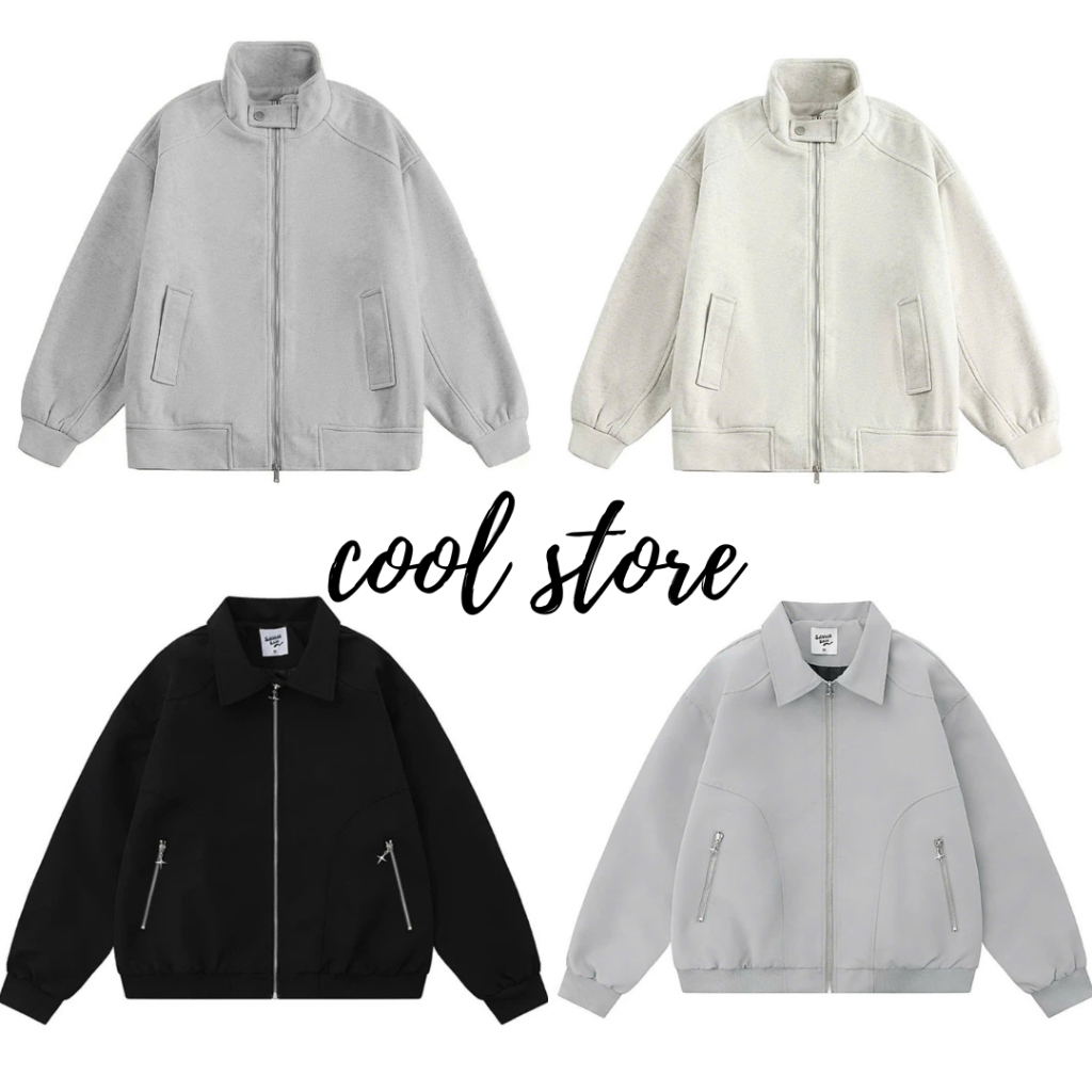 Áo khoác da lộn nam nữ cao cấp,áo bomber da lộn trơn 2 lớp vải xịn , cap cấp , áo khoác bóng chày cổ đứng COOL STORE