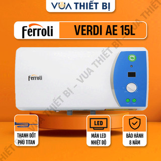 15l | ferroli verdi ae 15 lít - bình nóng lạnh ngang gián tiếp chống giật elcb 2500w