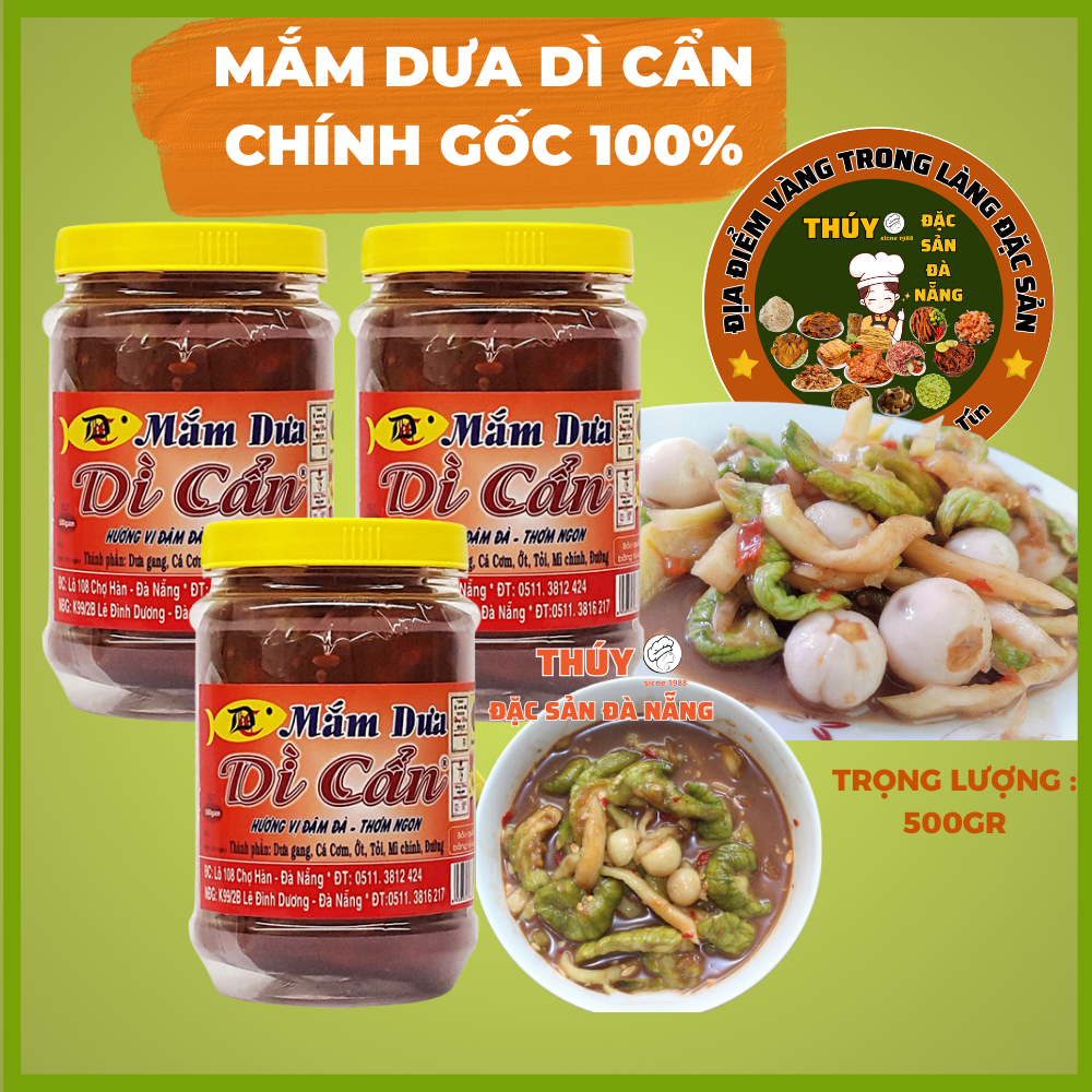 Mắm Dưa Cà Dì Cẩn Hũ 500gr Siêu Ngon Chuẩn Vị Đặc Sản Đà Nẵng Date Mới Mỗi Ngày