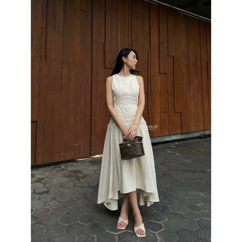 𝐎𝐩𝐚𝐥 𝐝𝐫𝐞𝐬𝐬 - Đầm Sát Nách Linen Nhún Thân ( ảnh chính chủ )i