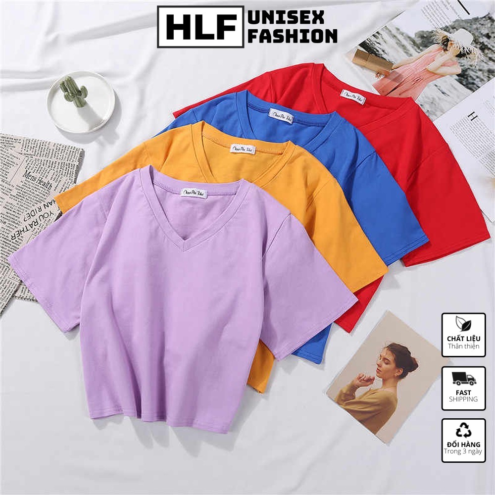 Áo croptop thun trơn nữ cổ tim cực năng động trẻ trung HLFashion | BigBuy360 - bigbuy360.vn