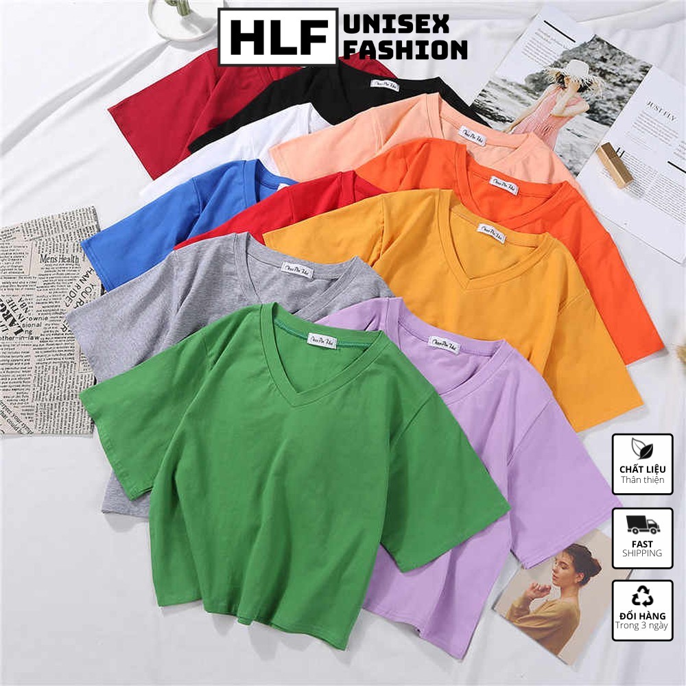 Áo croptop thun trơn nữ cổ tim cực năng động trẻ trung HLFashion | BigBuy360 - bigbuy360.vn