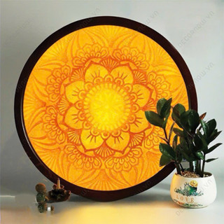  Tranh In Trúc Chỉ Đèn Hào Quang Trang Trí Bàn Thờ Gia Tiên Tượng Phật   Đường kính 60cm   