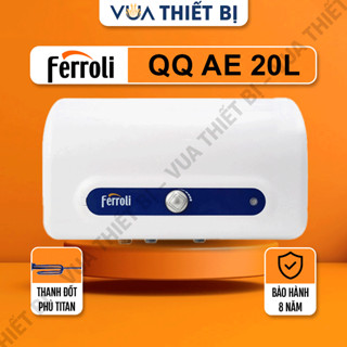 20L | Ferroli QQ AE 20 lít ngang - Bình nóng lạnh gián tiếp chống giật ELCB evo 2500w