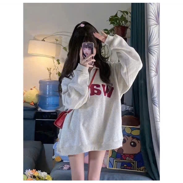 [RẺ VÔ ĐỊCH]  Áo hoodie cổ polo thêu chữ cái cổ điển kiểu Mỹ áo dài tay - Cổ Bẻ Khóa nửa khóa kéo | BigBuy360 - bigbuy360.vn