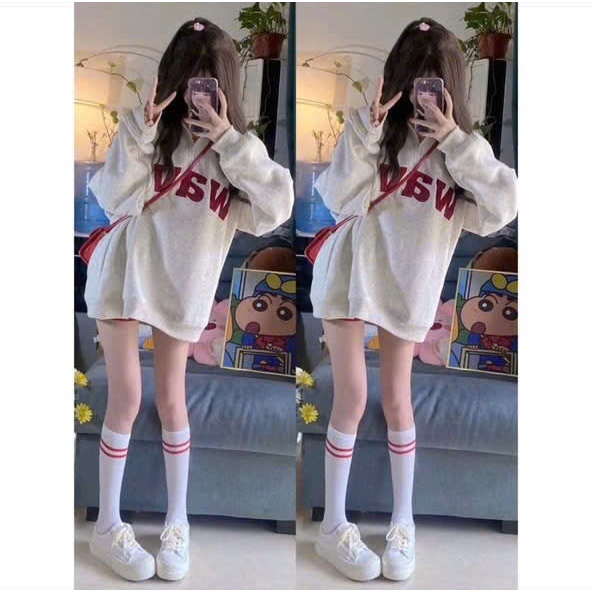 [RẺ VÔ ĐỊCH]  Áo hoodie cổ polo thêu chữ cái cổ điển kiểu Mỹ áo dài tay - Cổ Bẻ Khóa nửa khóa kéo | BigBuy360 - bigbuy360.vn